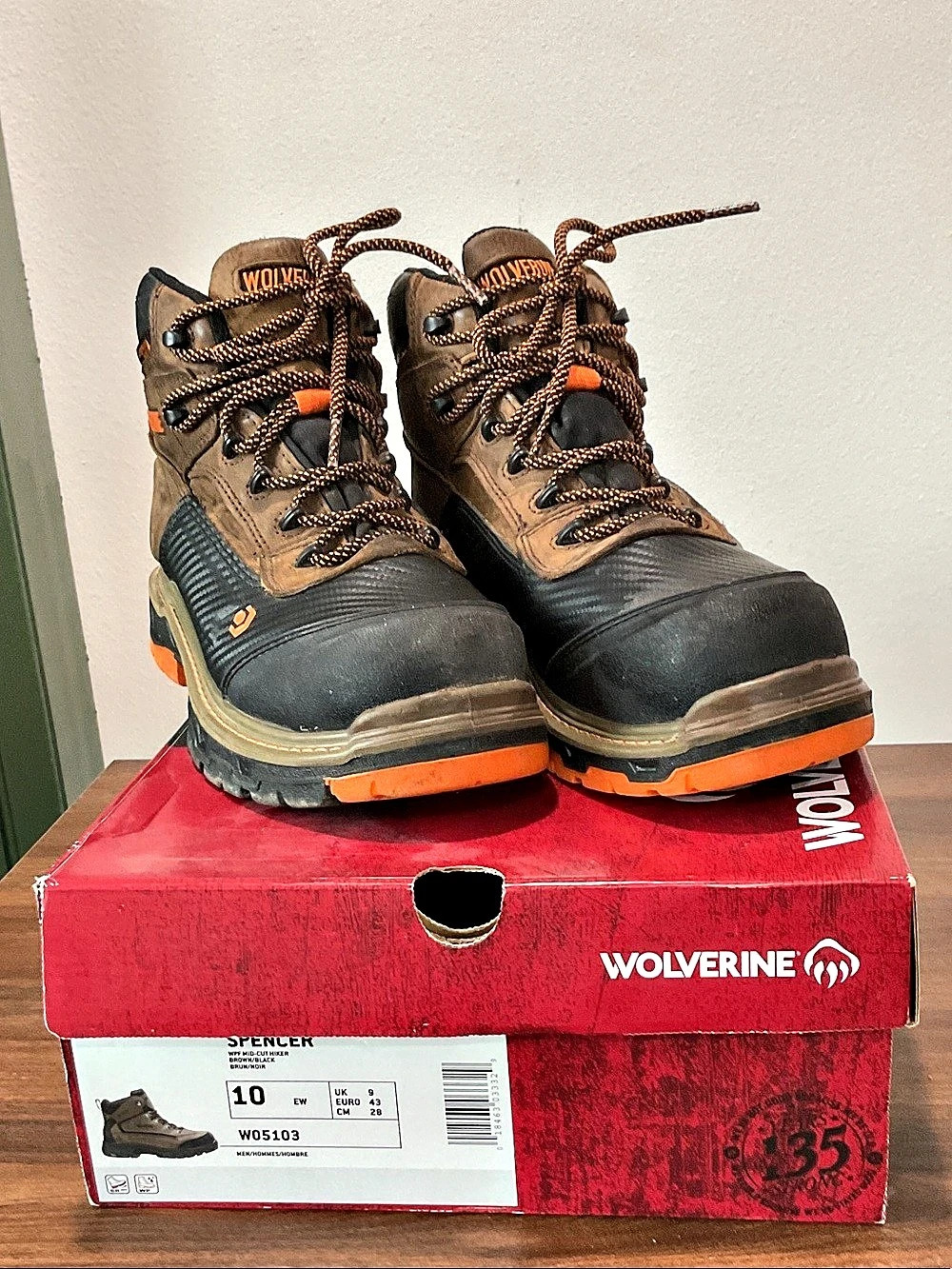 Wolverine Spencer Waterproof Mid-Cut Hiker Boots Brown & Black US 10